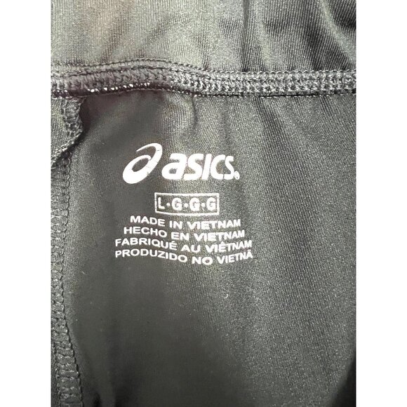 Asics Mens Black Track Pants With White Stripe Large with Cuff Snaps - Picture 3 of 6
